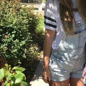 Light wash Short Overalls